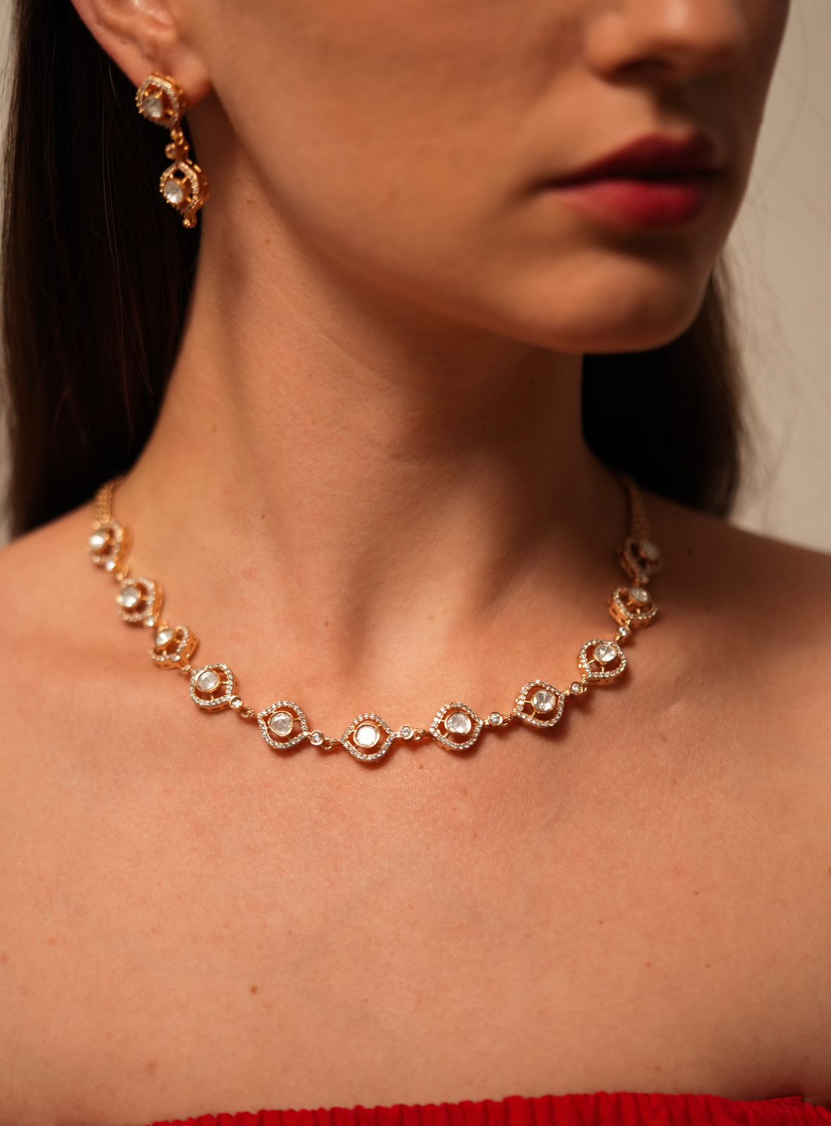 Nandita Single Line Moissanite Set | Rose Gold Polish