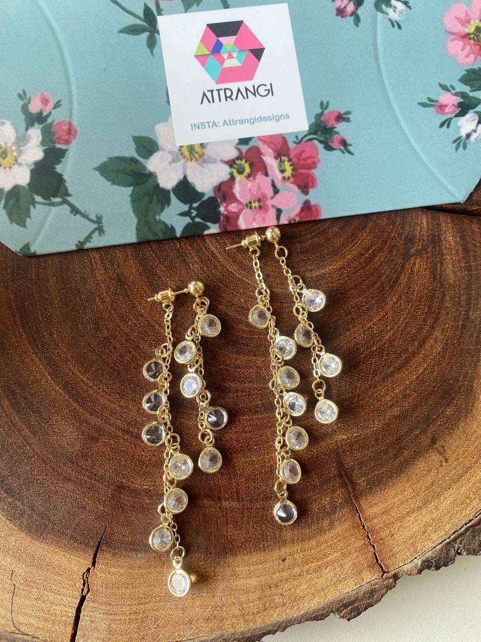 Crystal Glaze Froint Back Partywear Designer Earrings| Lightweight