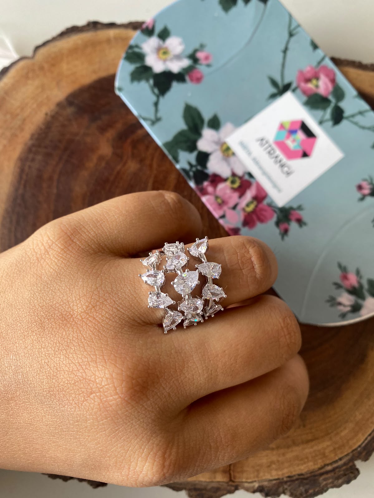 Diamond Peary Designer Cocktail Ring | Daily Wear Bling