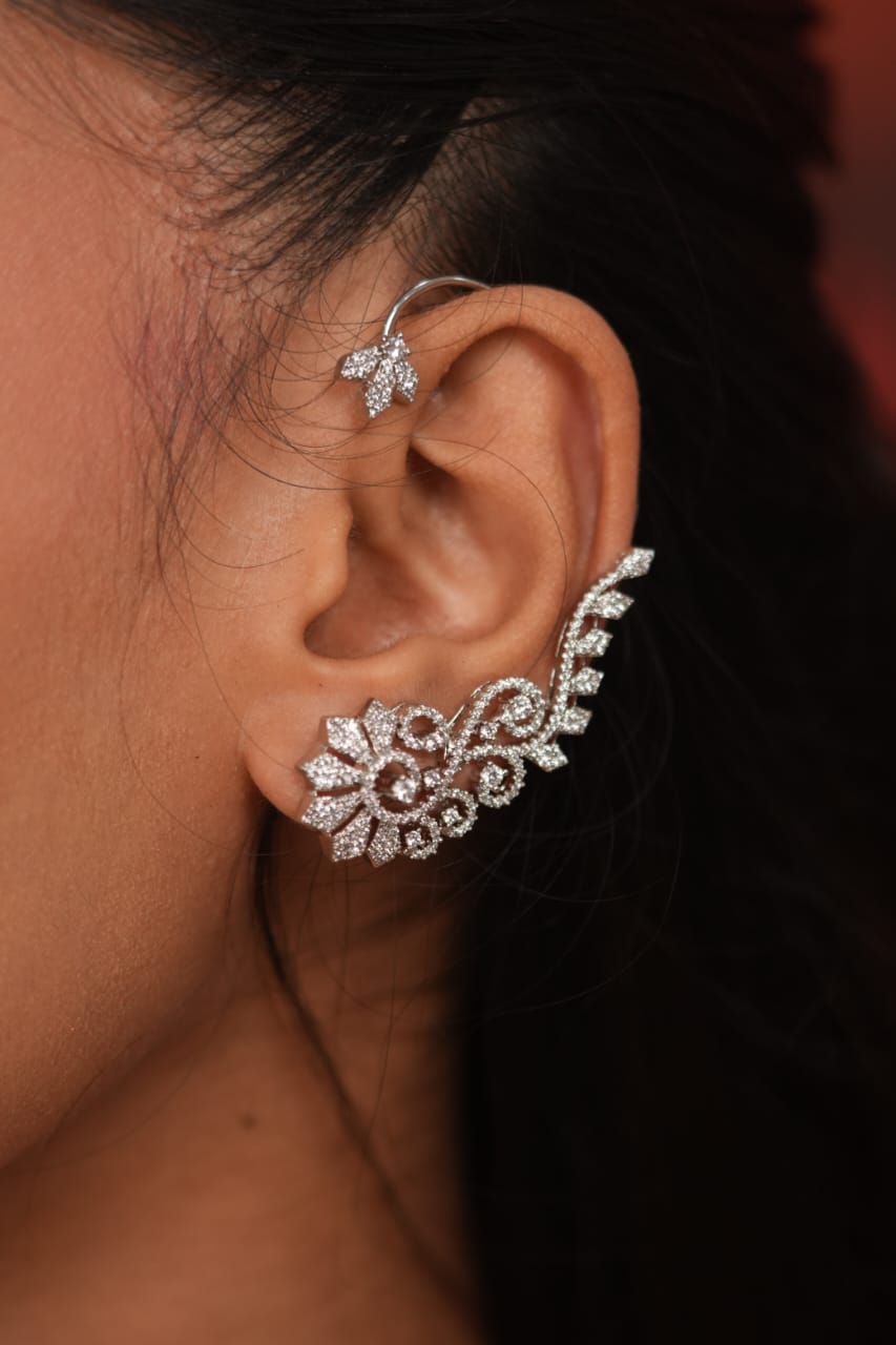 Jharna Diamond Designer Petal Earcuff | Earrings