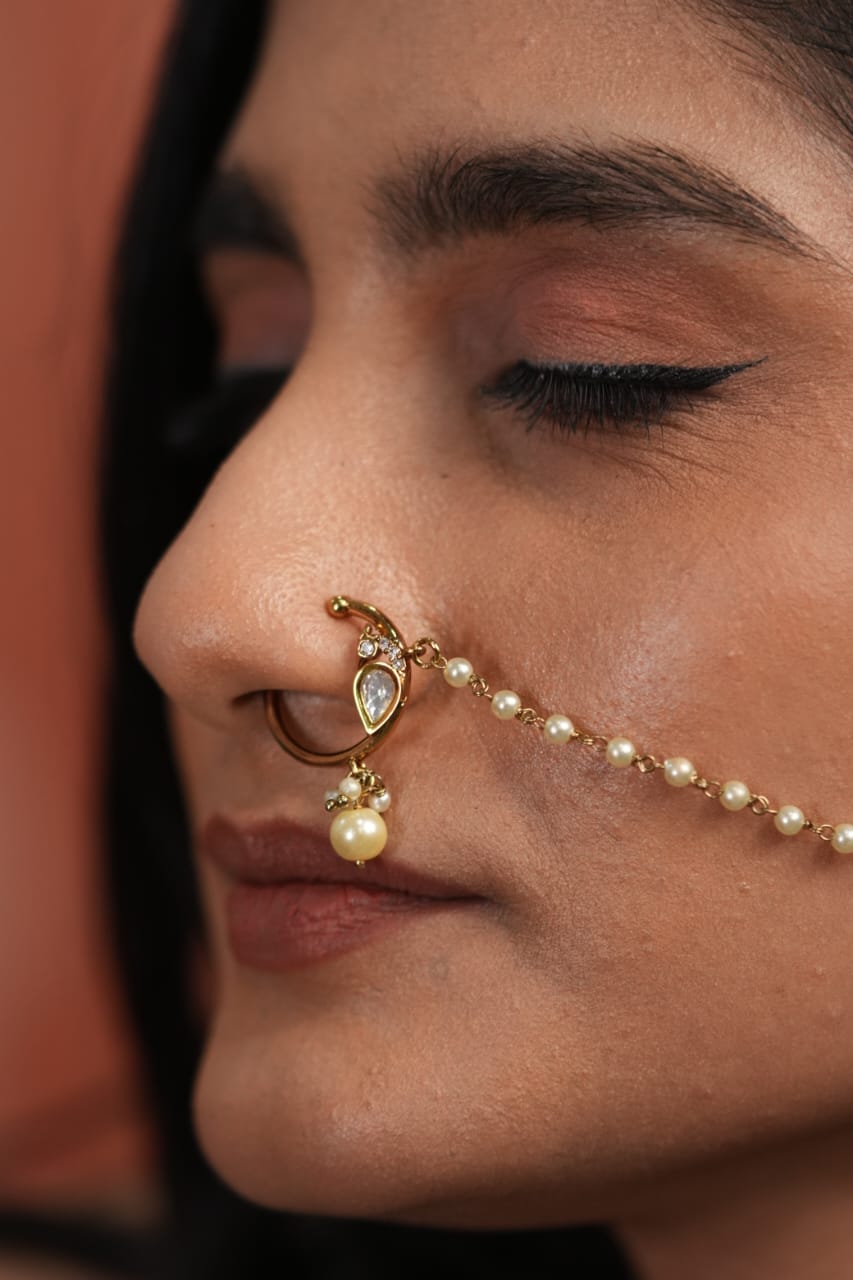 Moissanite Peacock Polki Dainty Nath| Nose Ring