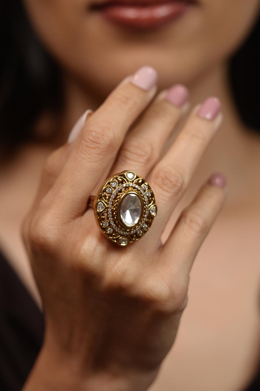 Chetan Polki Moissanite Classic Ring | Next to Real