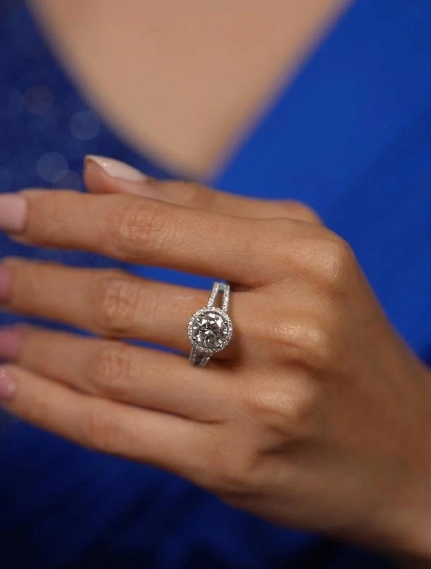 Parallel Band 2 Carat Diamond Solitaire Ring(SILVER)