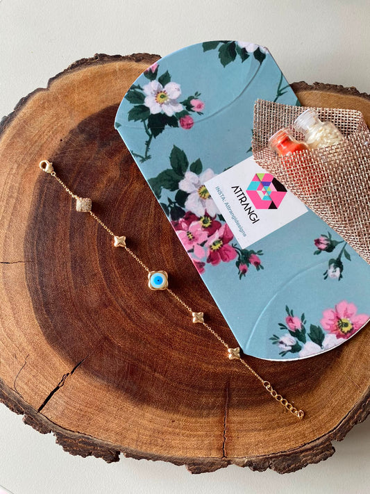 Evil Eye Gold Daily Wear Bracelet | Unisex| Rakhi