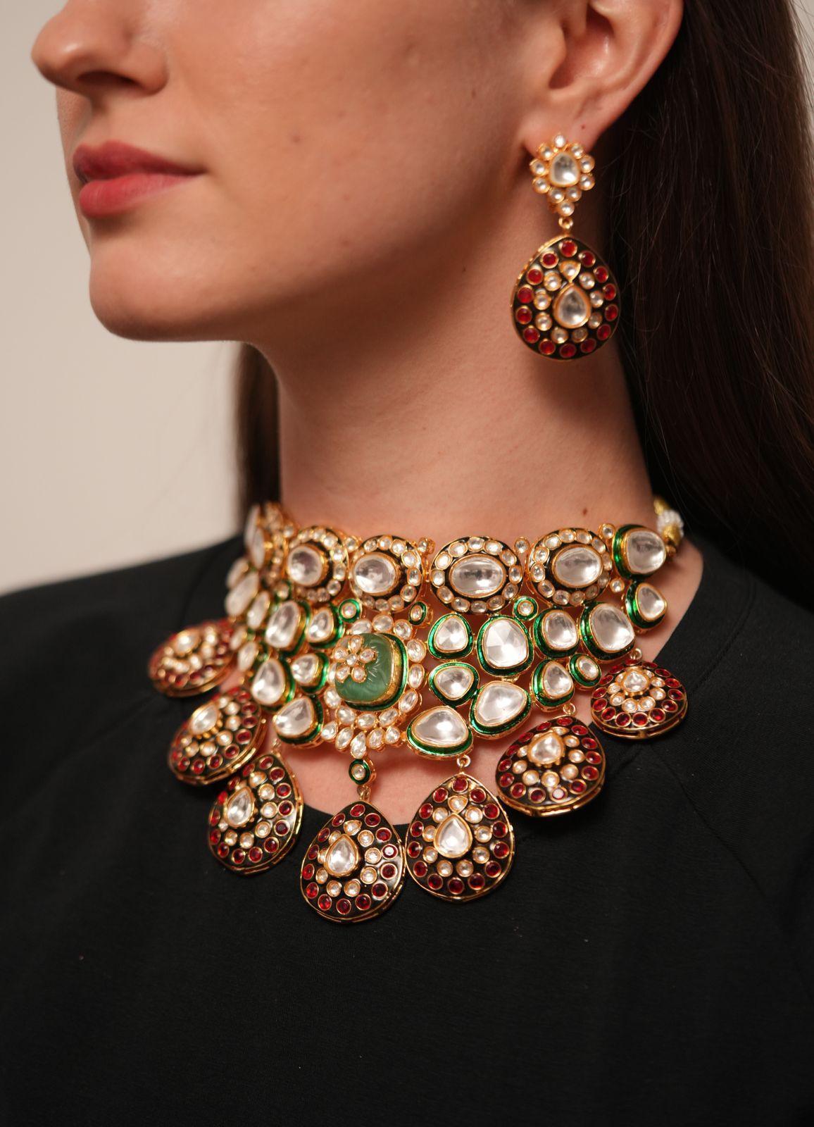 Polki Meenakari Bridal Choker Set