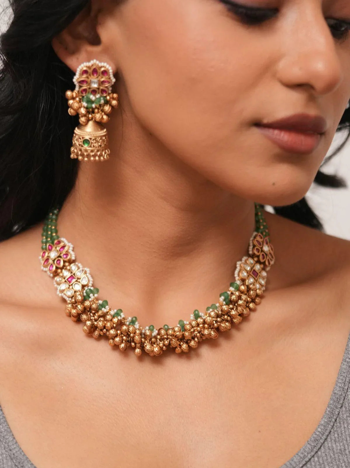 Kunti Gold Polki Necklace Set | Sone Pe Suhaga