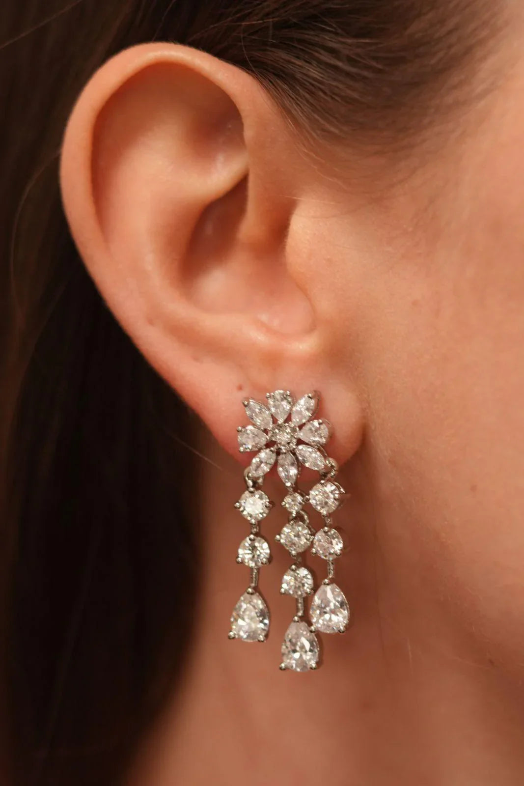 Floral Plethora Mid Sizes Diamond Earrings | Light Sized