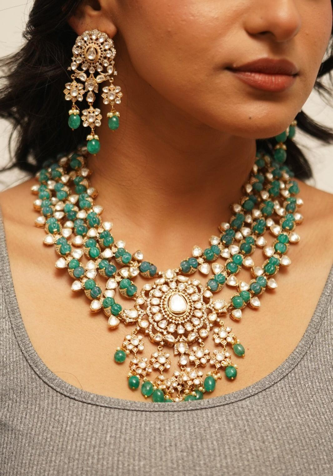 Neeta Emerald Heavy Polki Set