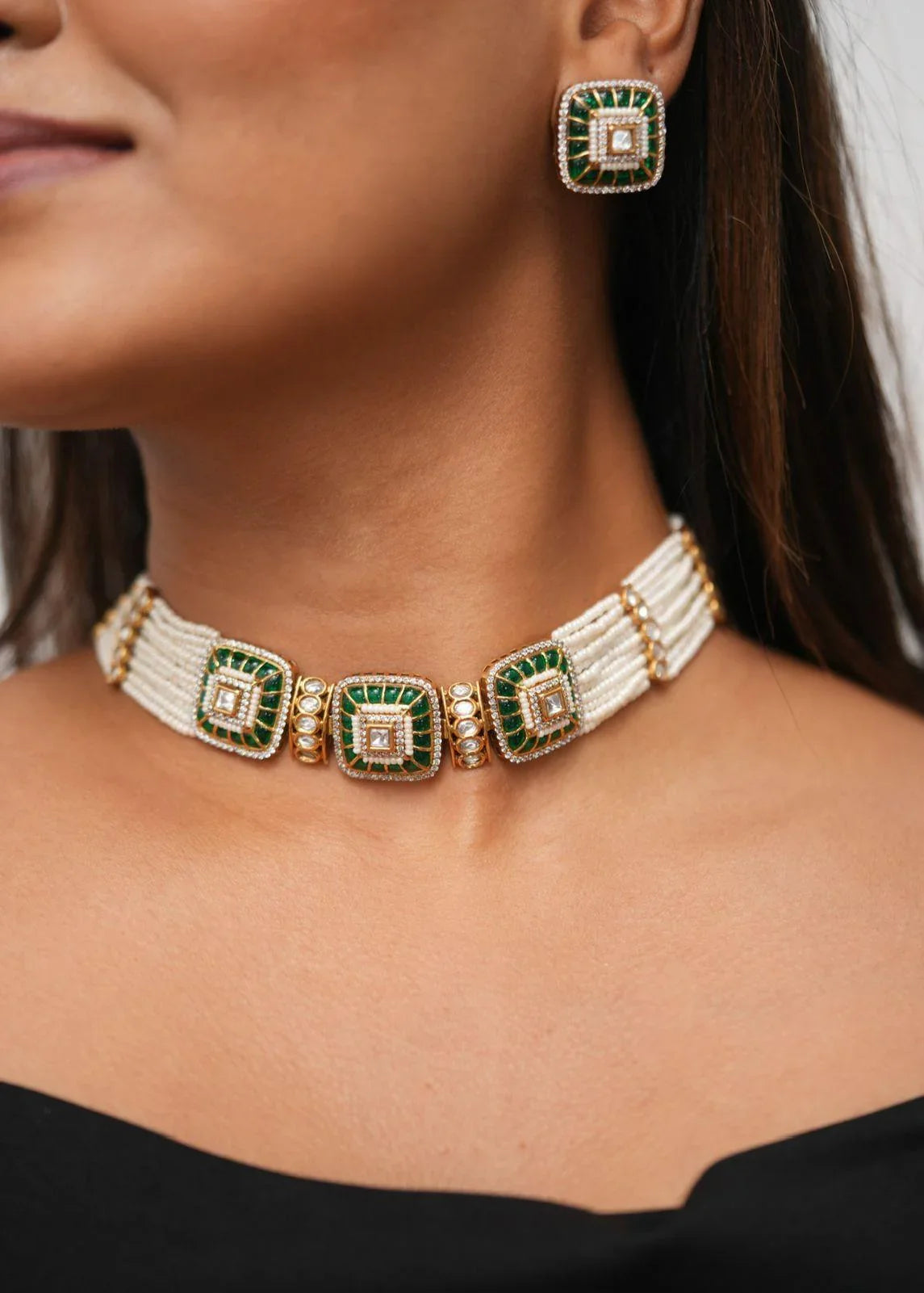 Draupadi Polki And Pearl Choker Set