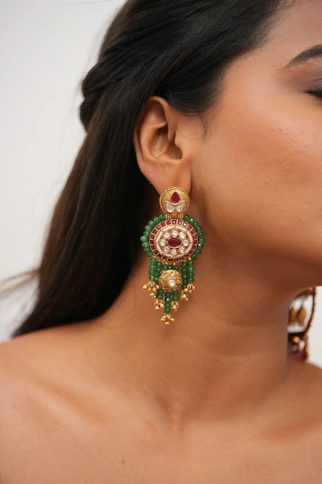 Pareedaar Gold Long Indian Earings | Sone Pe Suhaga Collection