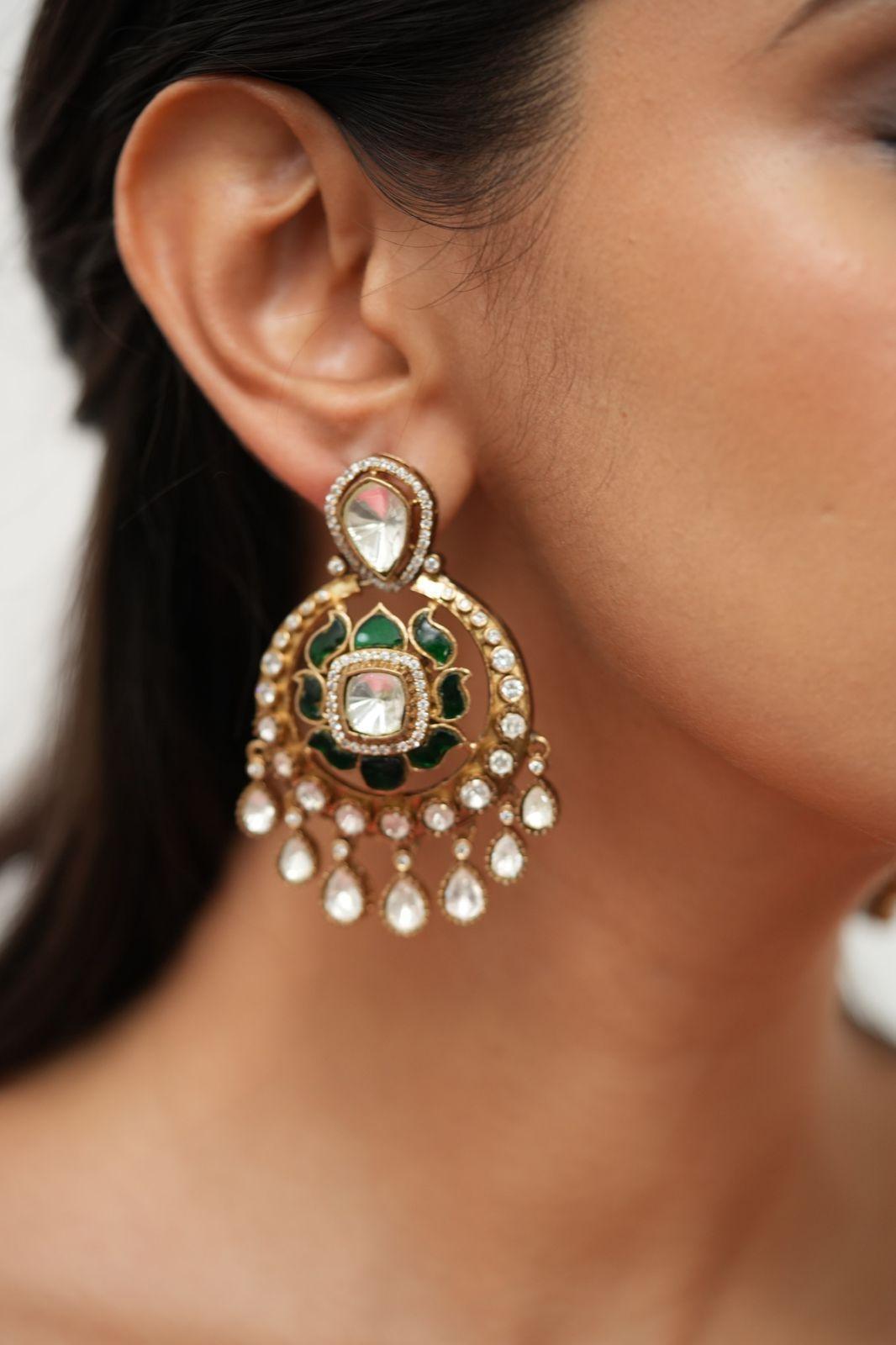 Damodar Indian Polki Chandbalis