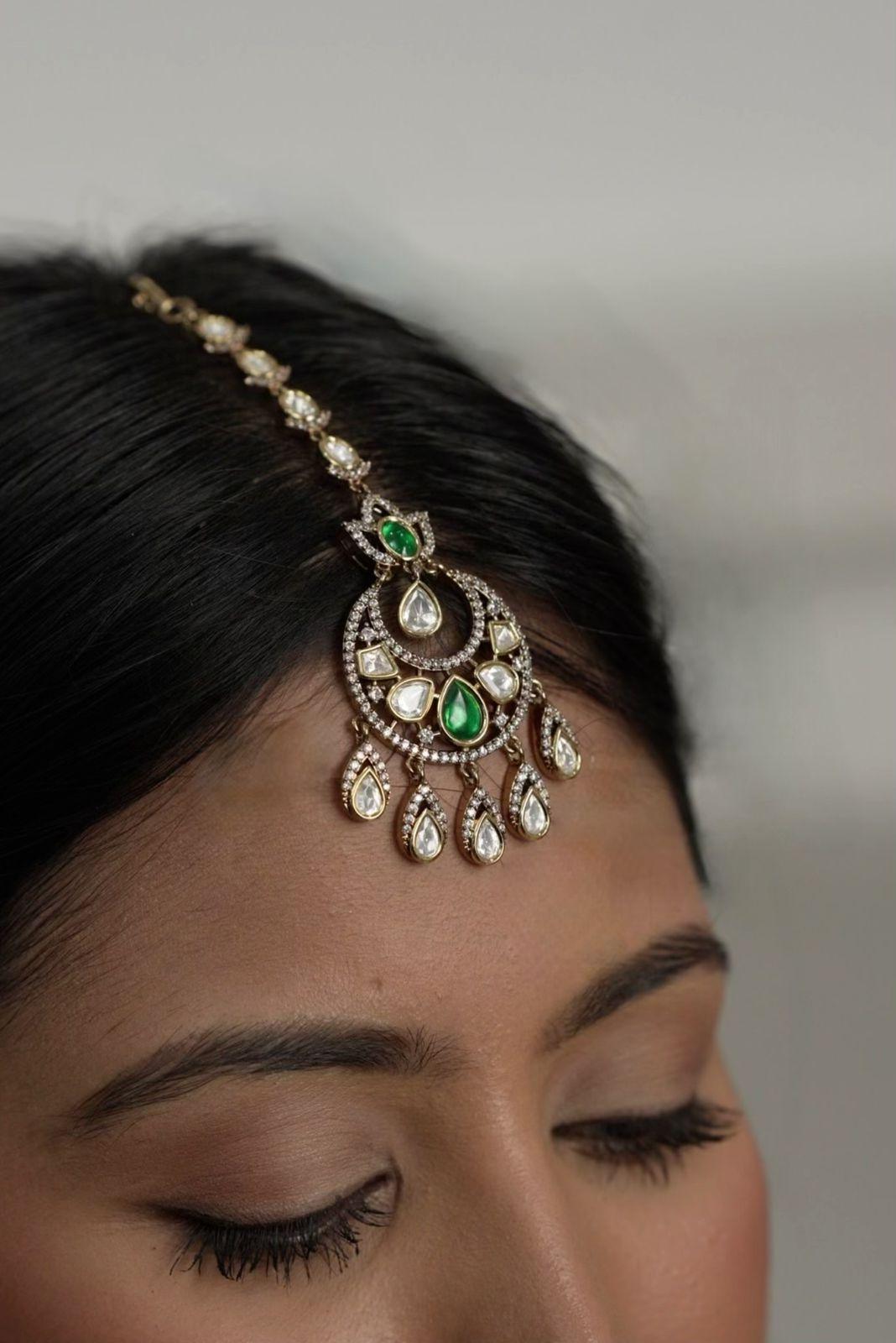 Chand Polki Moissanite Fusion Maangtika