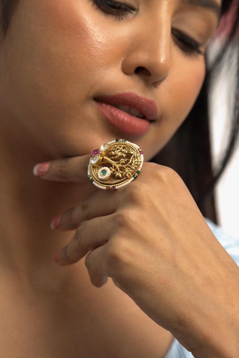 Van-Jhoola Gold Indian Ring | Sone Pe Suhaga collection