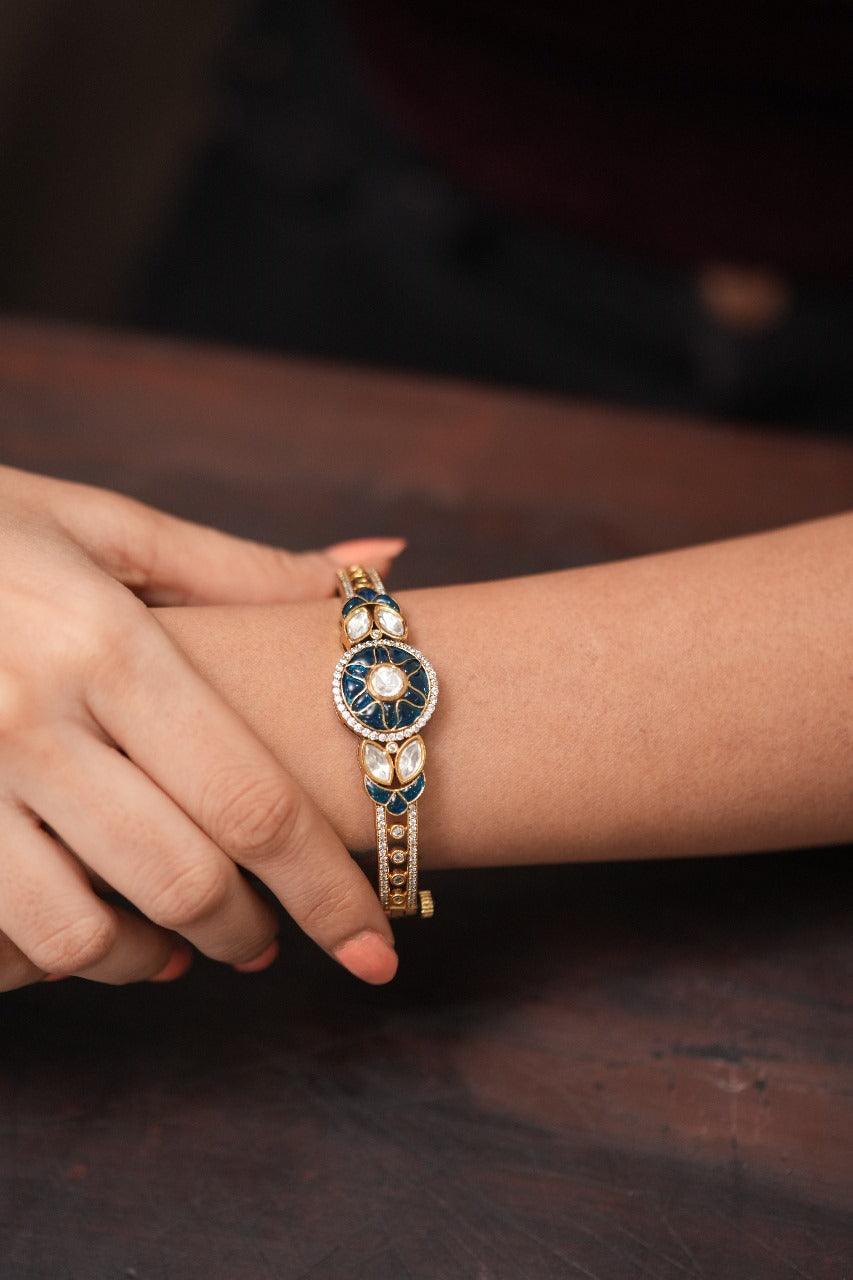 Neela Mid Sized Moissanite Polki Indian Bracelet