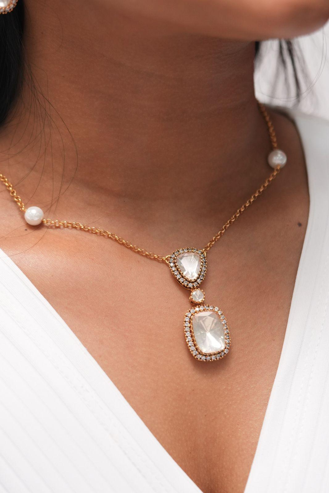 SiaNia Moissanite Pendant Set | Rose Gold Polish