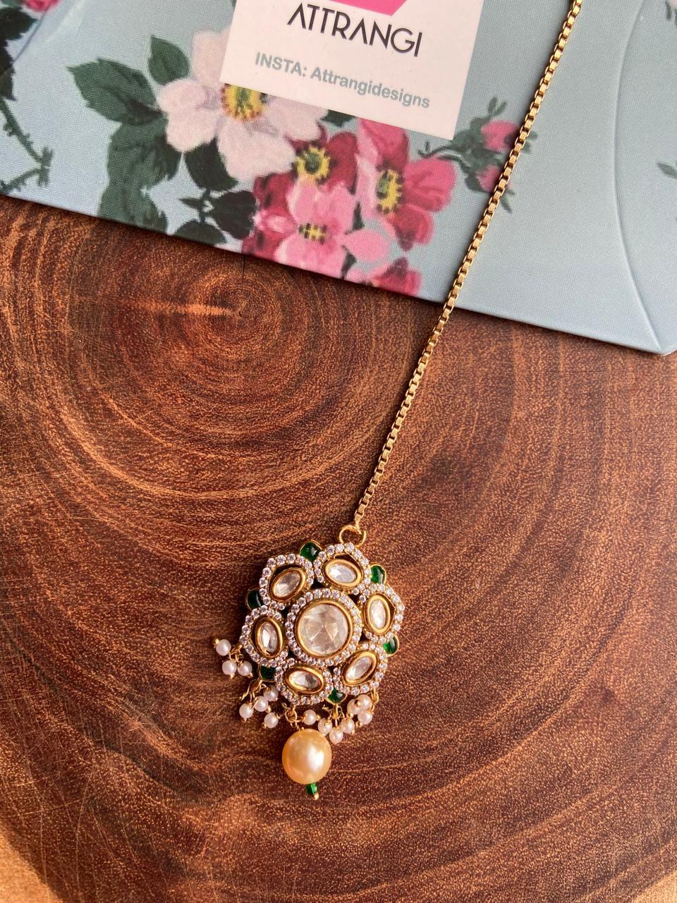 Rupa Moissanite Gold Polki Maangtika