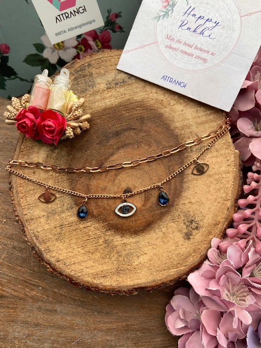 Evil Eye Rose Gold Three Layered Reusable Bracelet