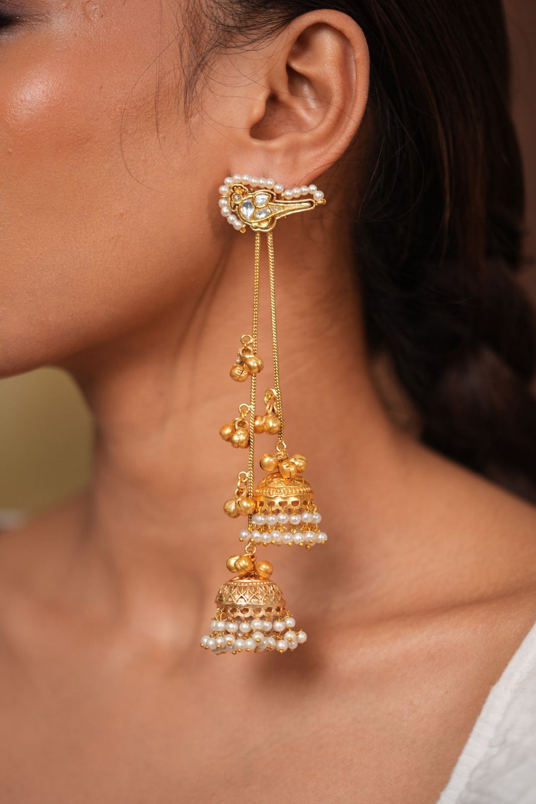 Chidiya Banjaran Long Indian Tribal Earrings | Shoulder Dusters
