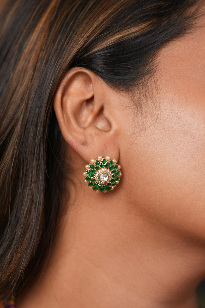 Talaf Polki Meenakari Indian Studs