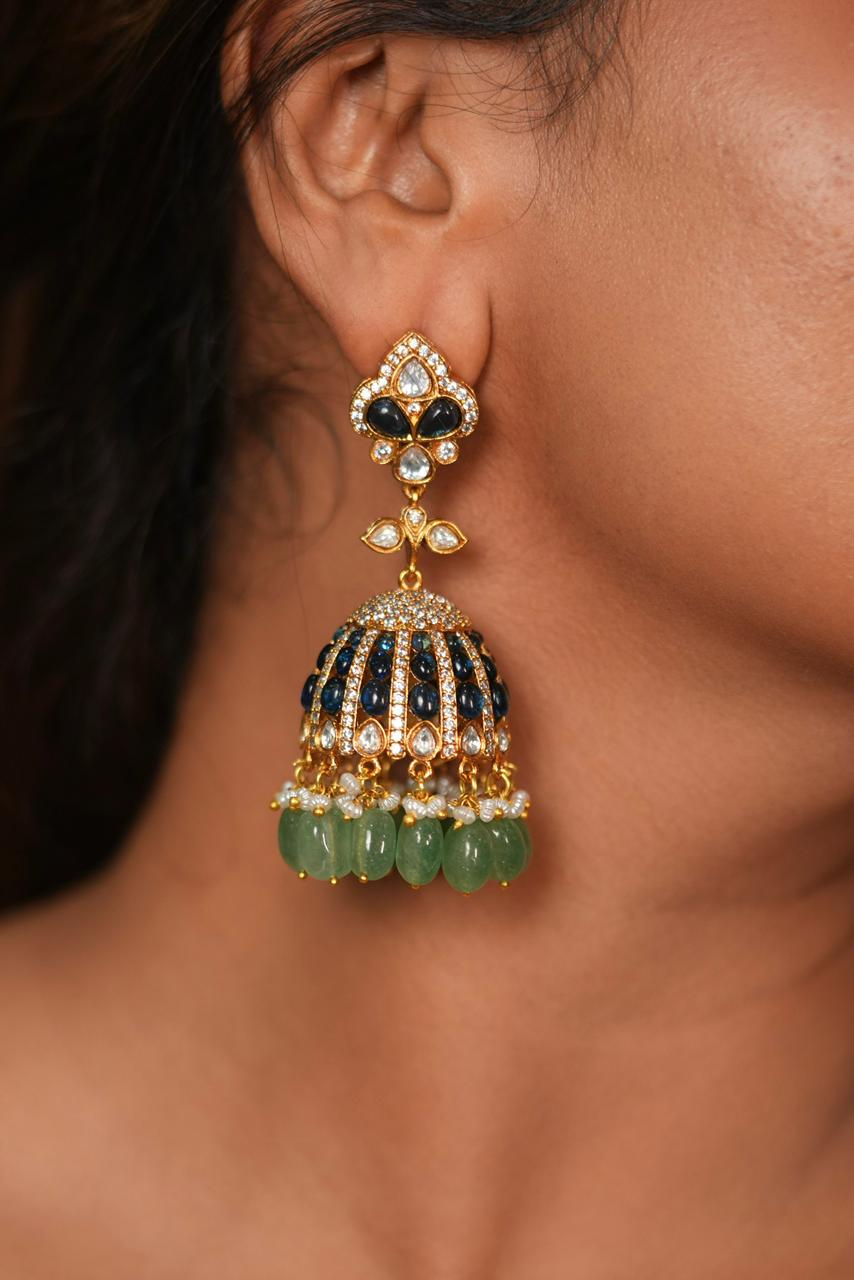 Banarasi Polki Statement Indian Jhumka