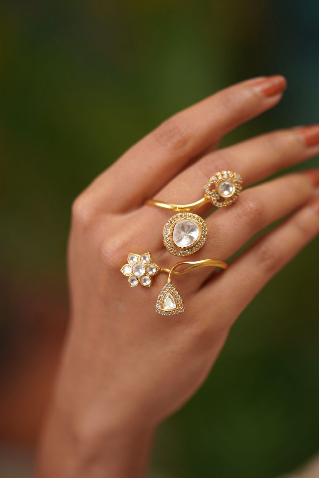 Katha Floral Polki Statement Indian Ring