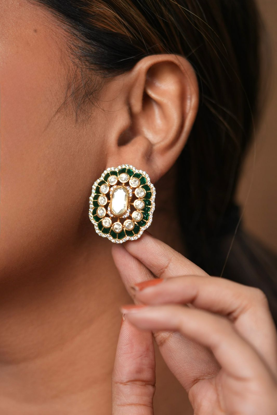 Sonam Moissanite Polki Uncut Diamond Studs | Epoxy