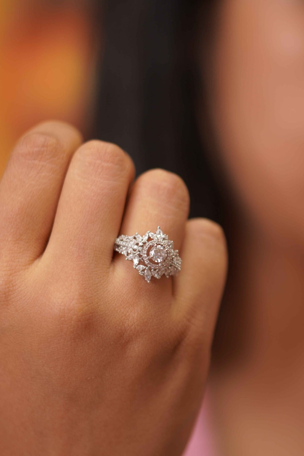 Ray Round Soltiaire Marquise Jacket Diamond Ring | Daily Wear