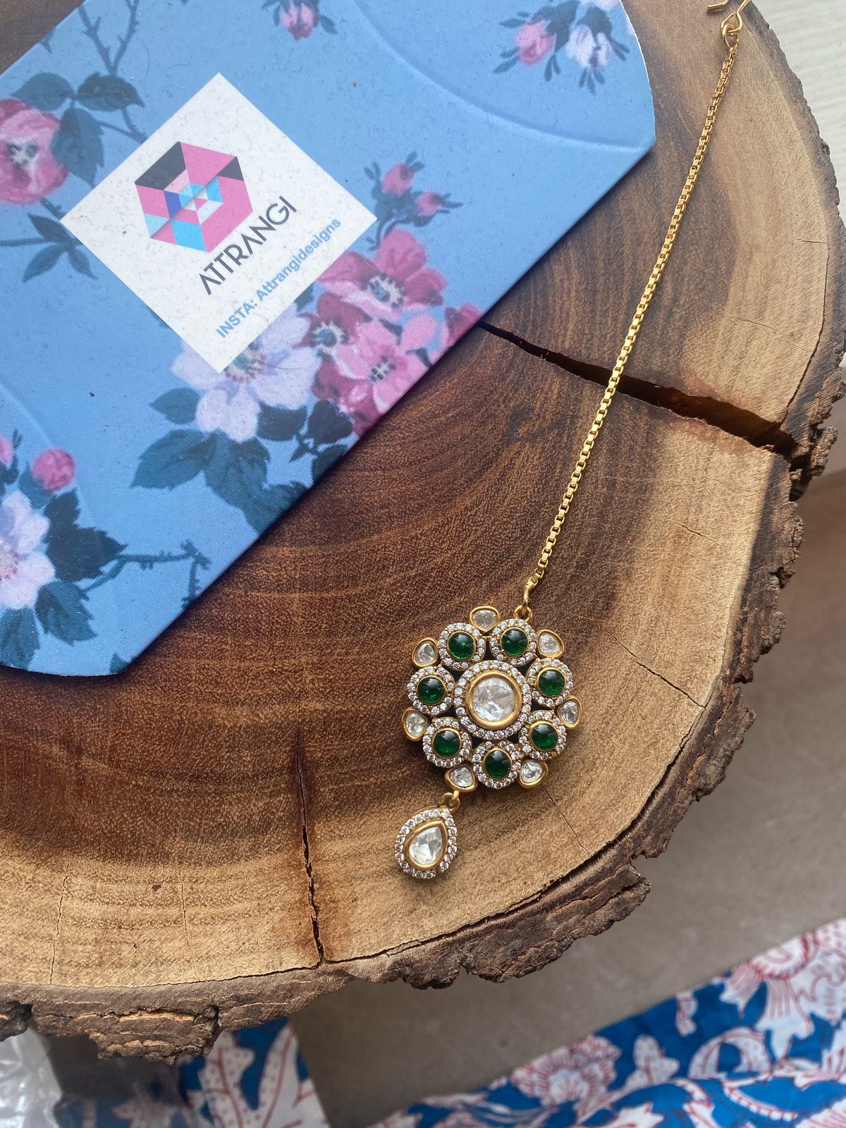 Phool Si Adaa Polki Moissanite Indian Maangtika