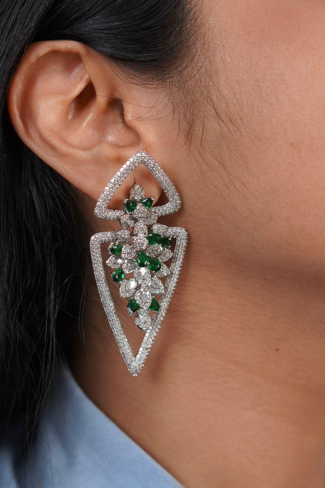 Hero Diamond Stiff Long Statement Earrings