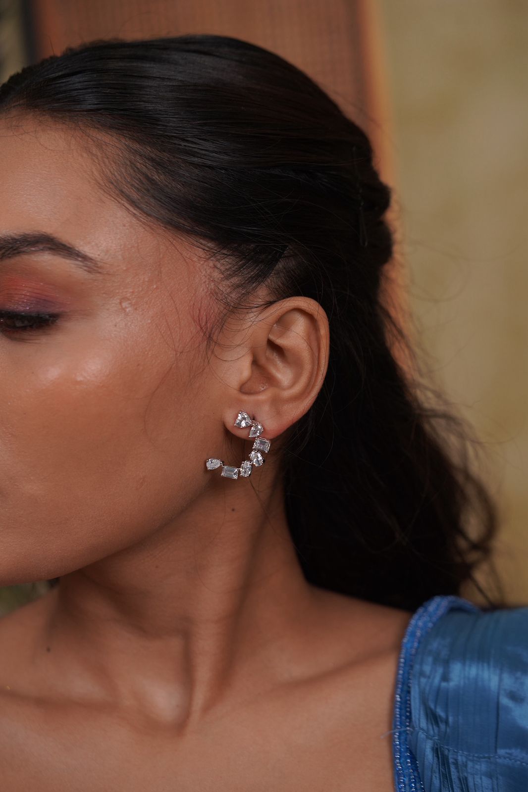 Crescent Multi Soltiaire Diamond Studs | 30 cent