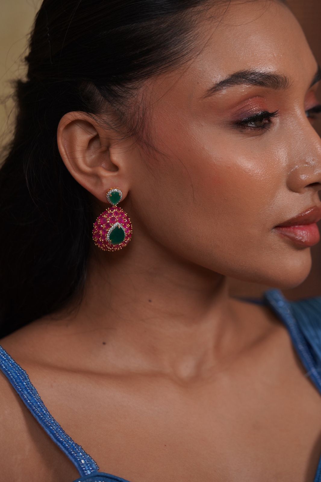 Rudra Diamond emerald ruby Earring