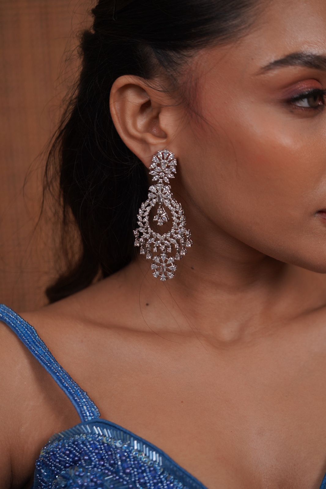 Jhilmil Long Diamond Dangler Earrings