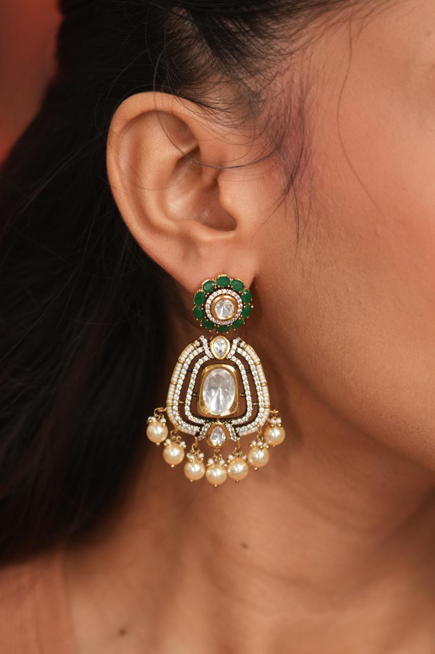 Fuljhadi Indian Mid Sized Moissanite Earrings