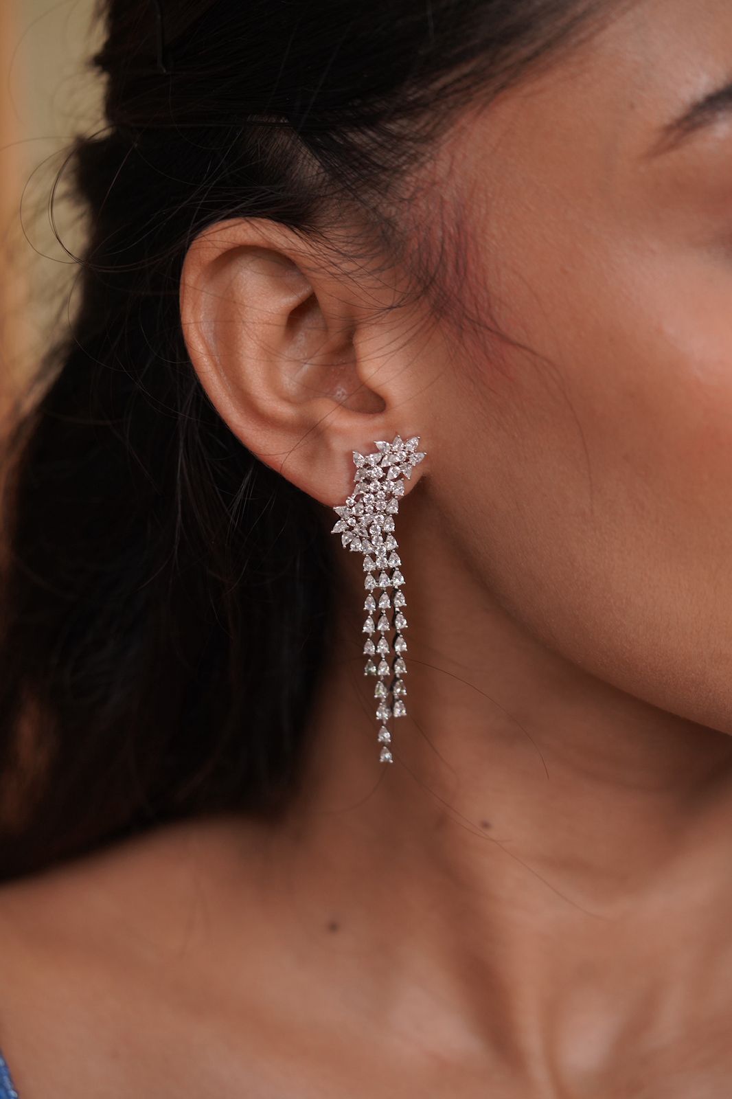 Diamond Pitara Delicate along Dangler Earrings