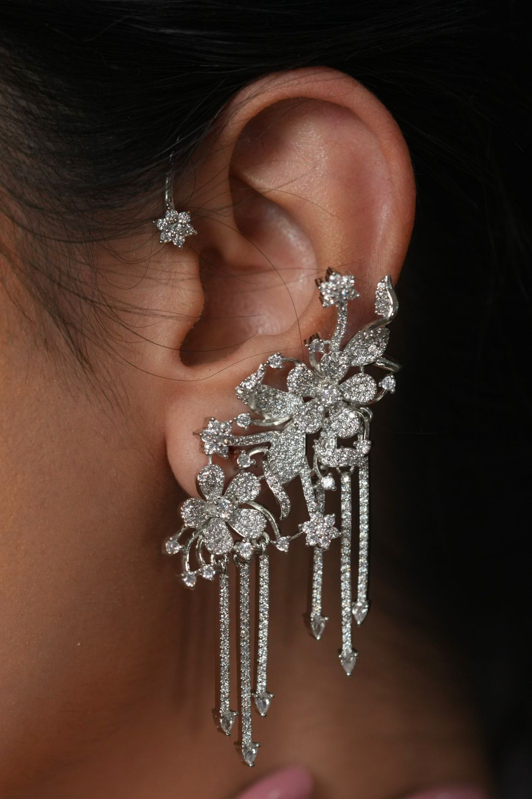 Leonardo Diamond Floral Statement Earcuff Earrings