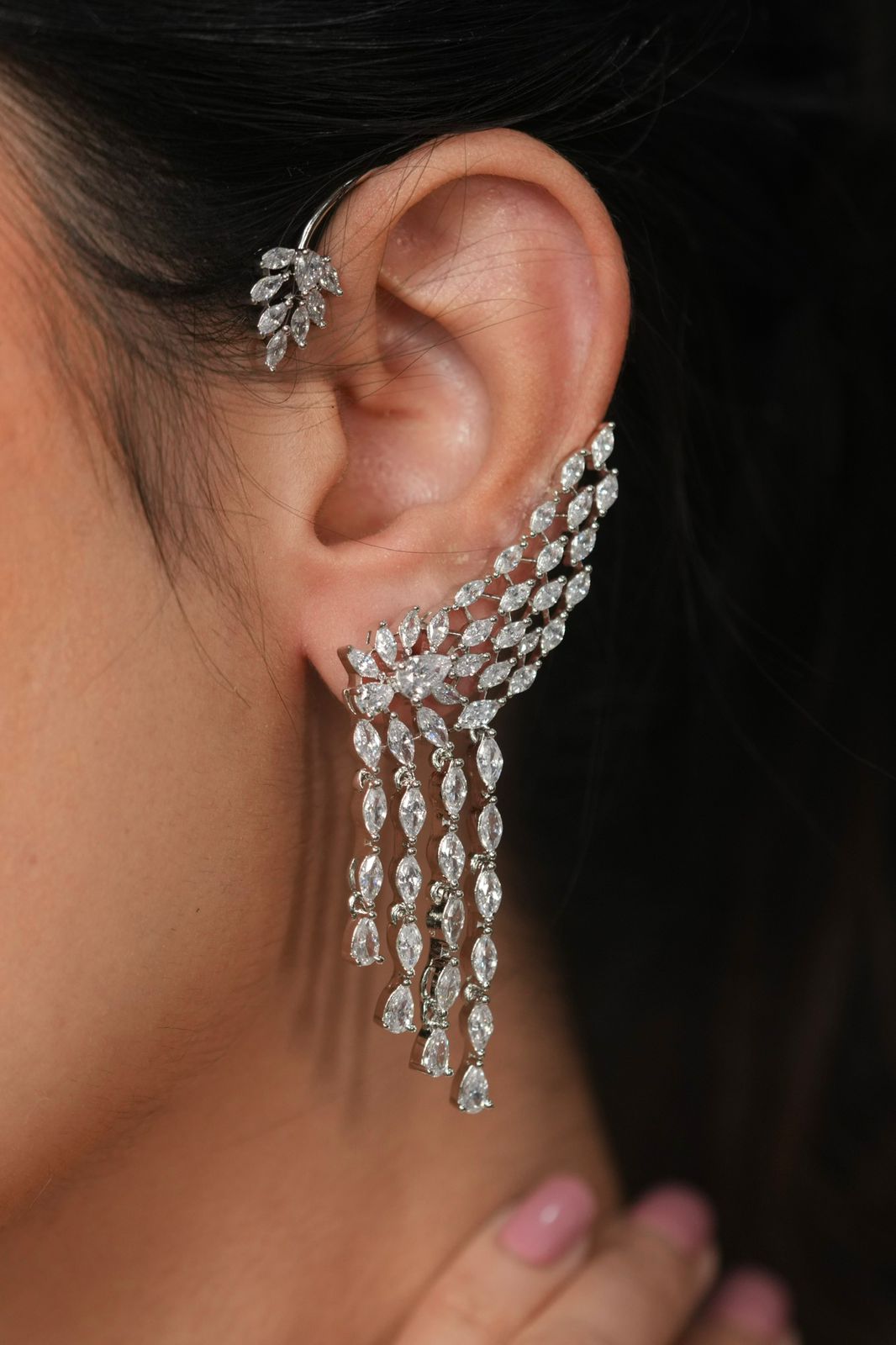 Mona Lisa Diamond Dangling Earcuff Earring