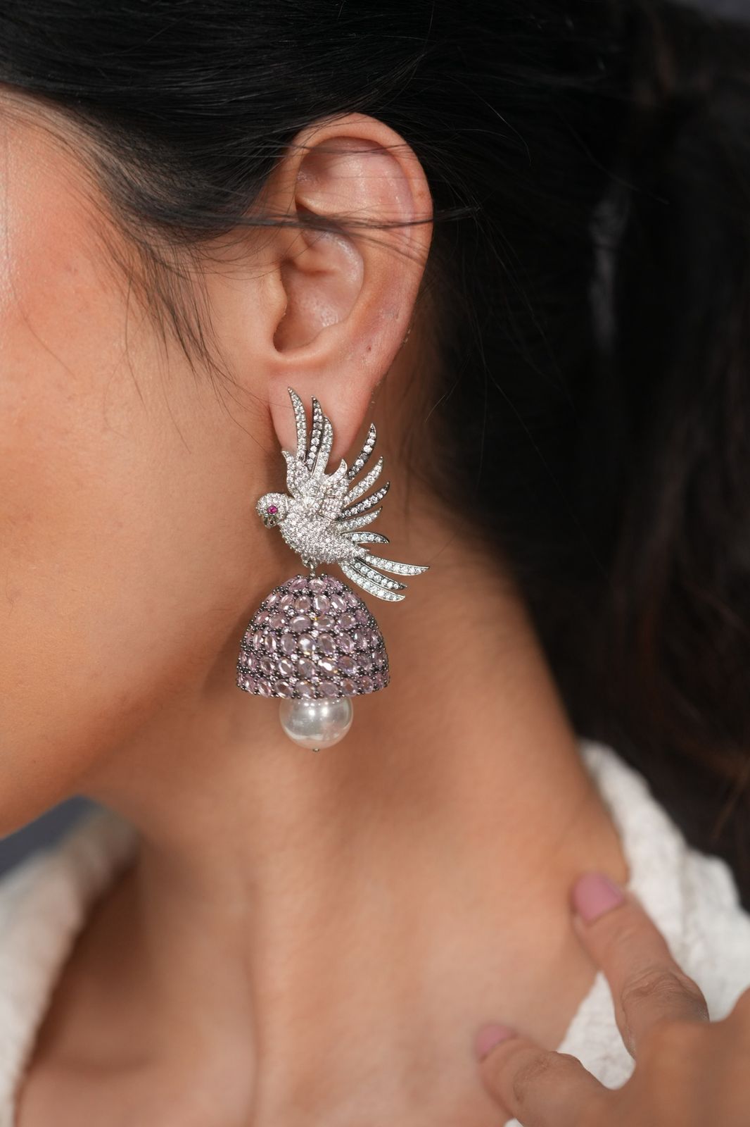 Flying Bird Designer Diamond Jhumka