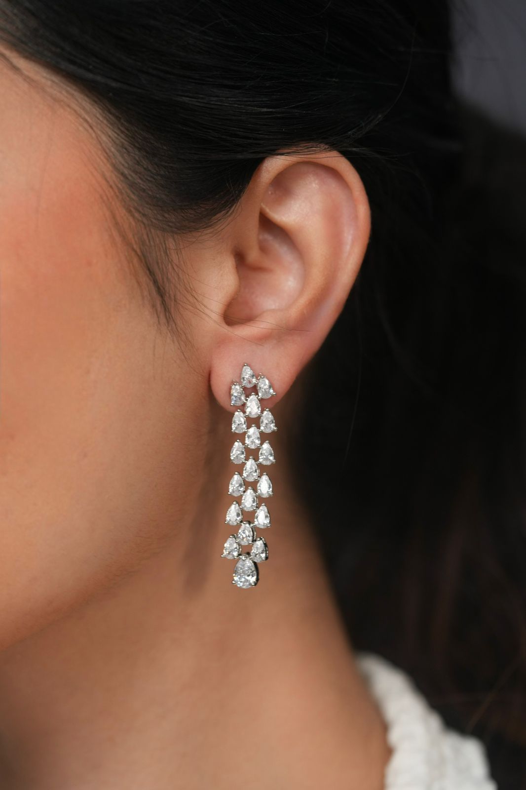 Tri Leaf delicate Diamond dangler Earring