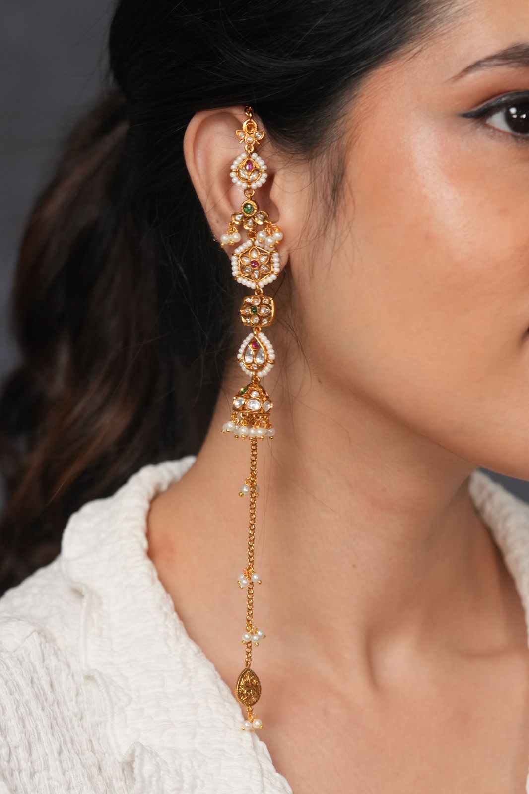 Kashmiri Daali Kannauti Indian delicate long Earrings