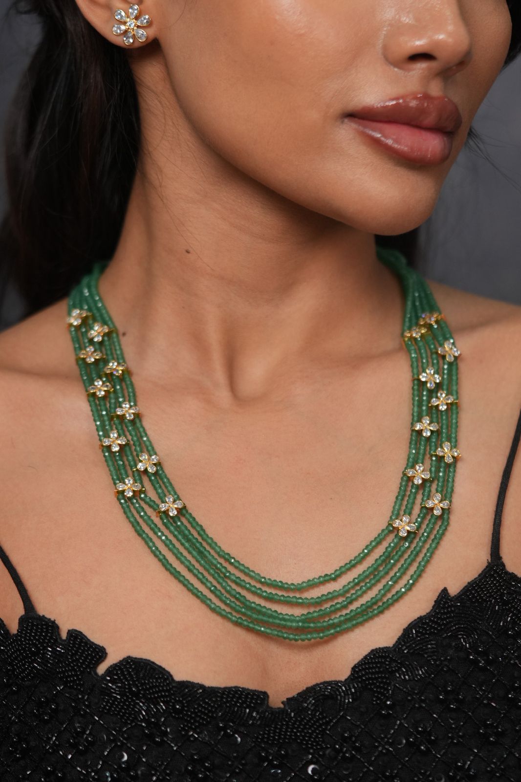 Crystals Pe Phool Indian Polki Necklace Set