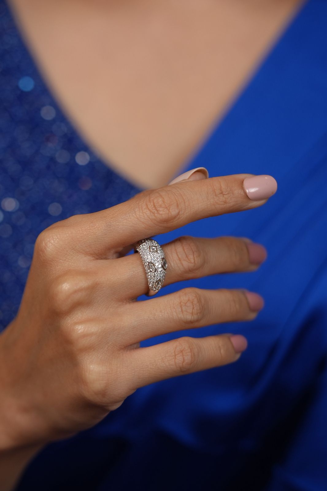 Rock Roll Diamond Designer Band Ring | Daily Wear (SILVER)