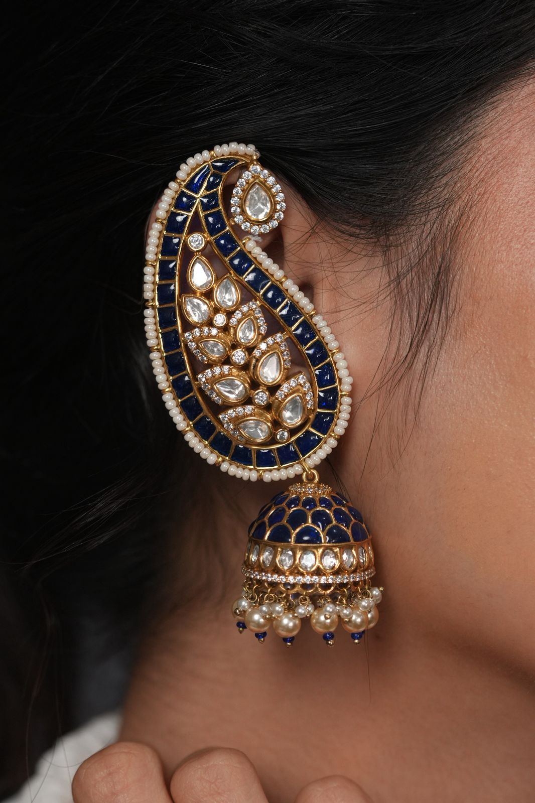 Aparna Moissanite Uncut Diamond Indian Earcuff Earring