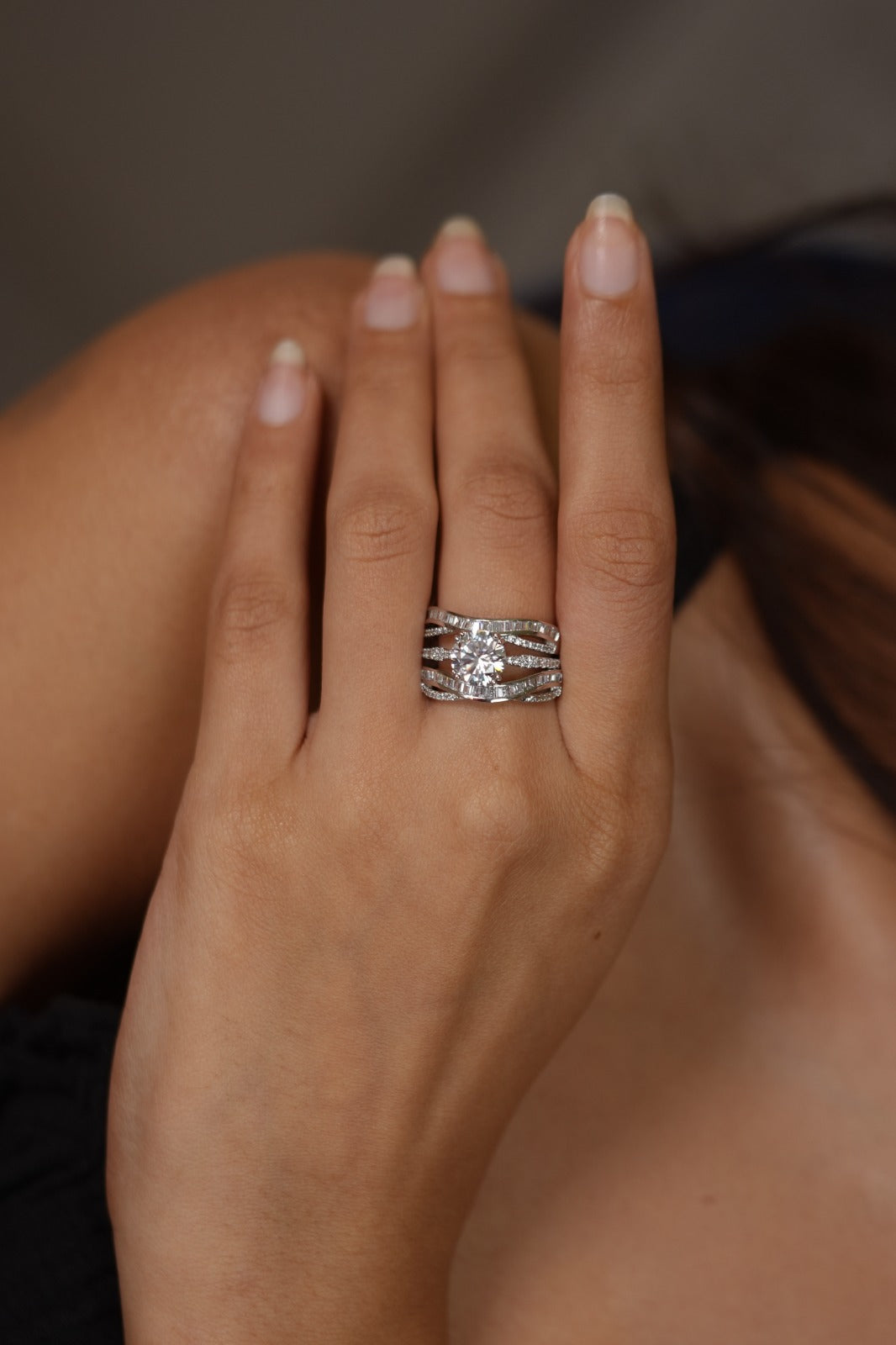 SaySo 5 In 1 Diamond 2 Carat Round ring with Bands (SILVER)