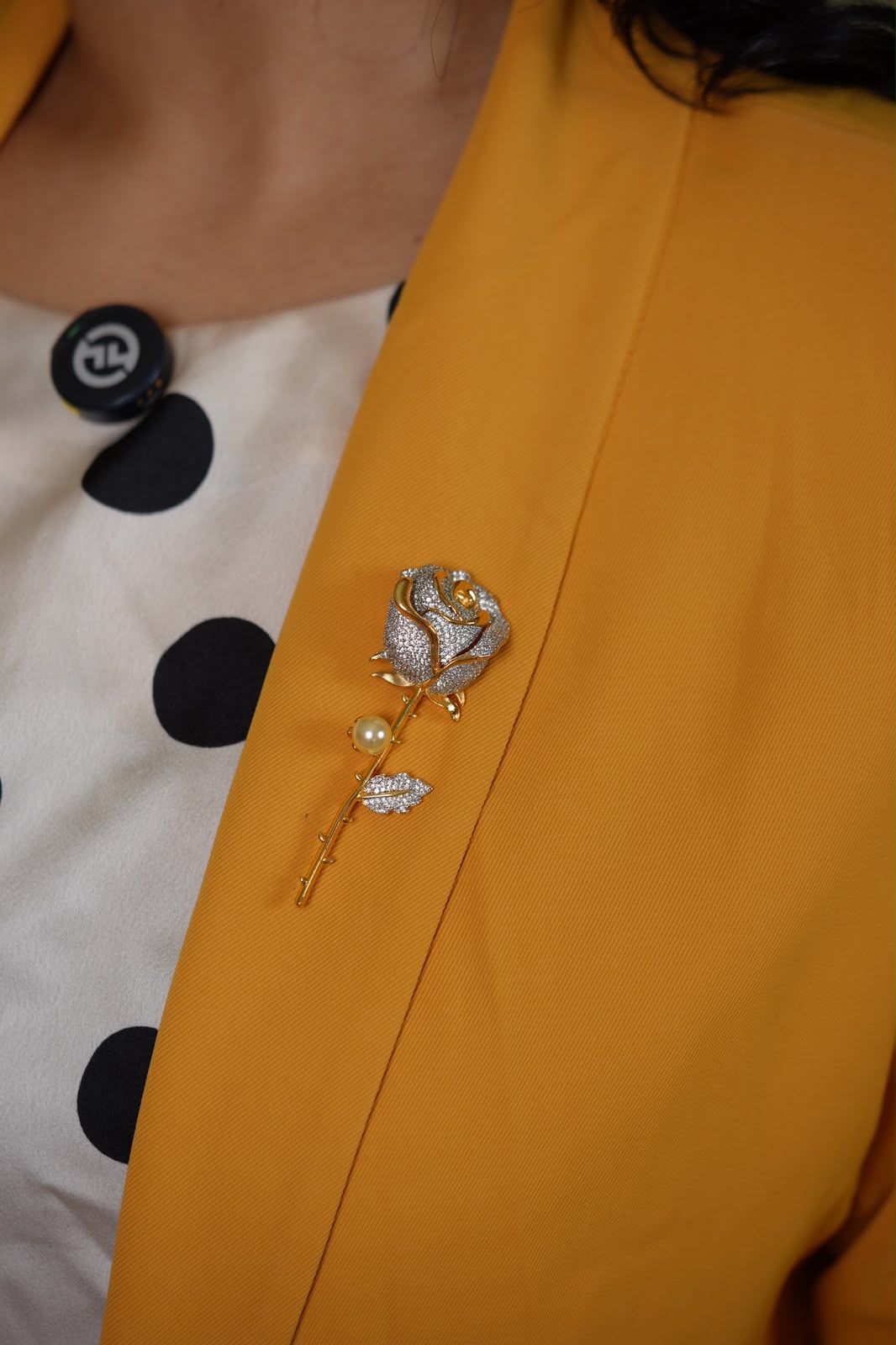 Nehru Rose Diamond Pearl Gold Brooch | Unisex