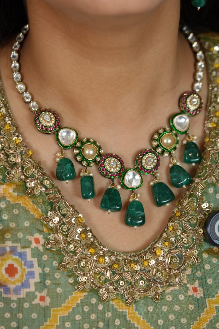 Manikarna Polki Meenakari Necklace Set
