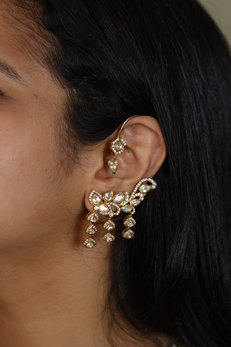 Sharad Moissanite Earcuff Classic Indian Polki Earring