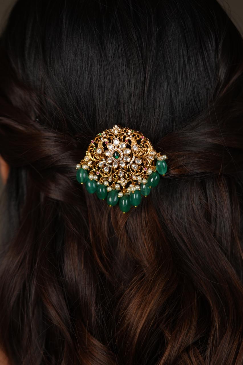 Aarti Vijay Big Polki Traditional Clip | Hair Accessory