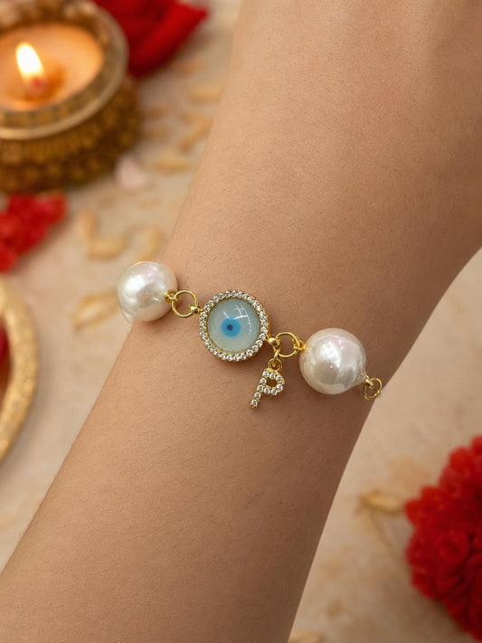 Nazar Suraksha Pearl Evil Eye Rakhi Bracelet