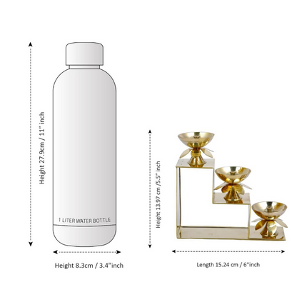 CraftVatika Brass Lotus Diya Oil Puja Lamp Piller Stand 3 Step Diya