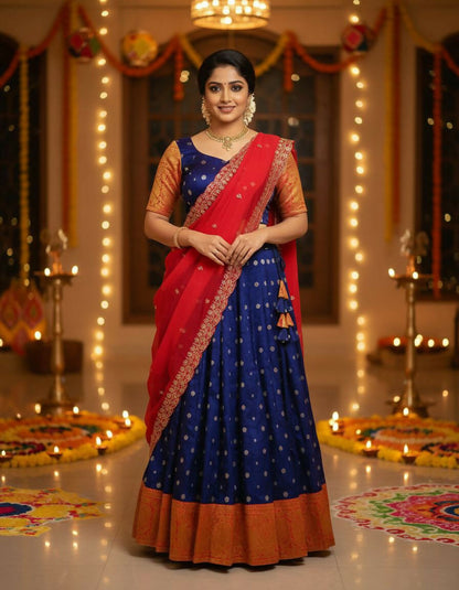 Teeya Creation New Trendy Stylist South Style Lehenga Choli Set - Blue